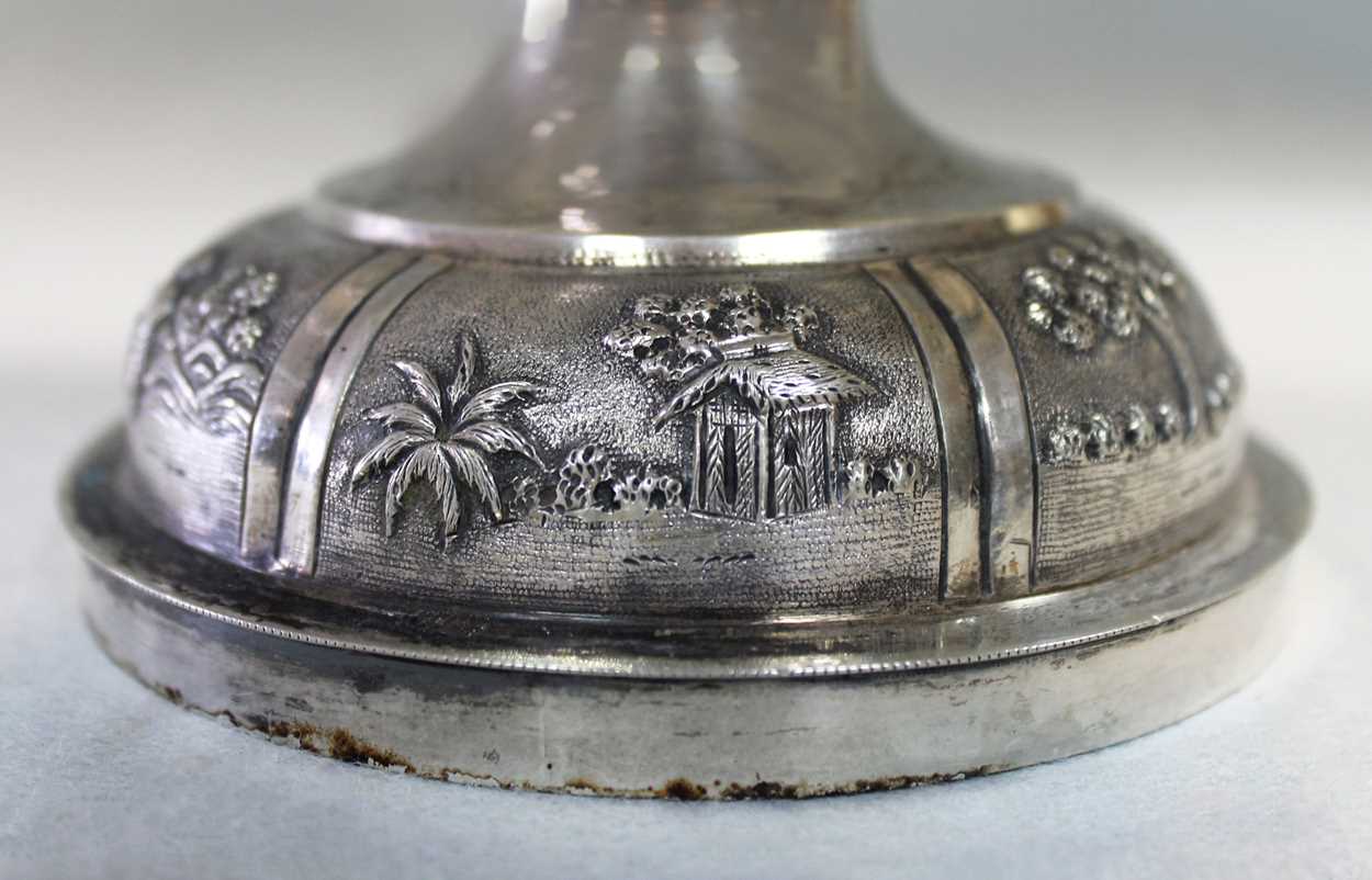 An Indian silver high pedestal silver bowl, perhaps Lucknow, circa 1890
