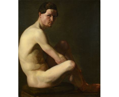 A Study of a male nude oil on canvas, unframed 74 x 62.5 cmCondition report: Oil on canvas which appears to be unlined but ha