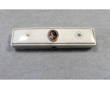 the cover with inset portrait miniature of a lady 8cm long