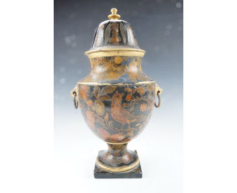 A large late 19th / early 20th Century ceramic pot pouri urn, of classical form, 46 cm, (a/f)