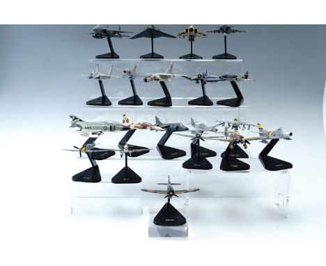 A large collection of die-cast scale model military aircraft