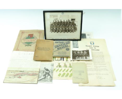 A quantity of military ephemera including a Home Guard signalling manual, an ARP questionnaire, a Fascist Italian military pa