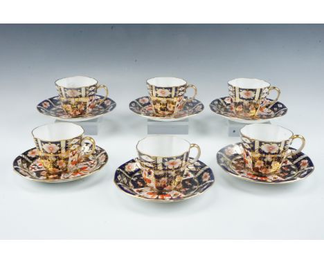 Six Royal Crown Derby Imari pattern cups and saucers, pattern 2451