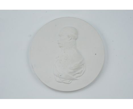 [ Waterloo ] A KPM Berlin bisque porcelain profile portrait plaque depicting the Napoleonic Wars Prussian Field Marshall Bluc