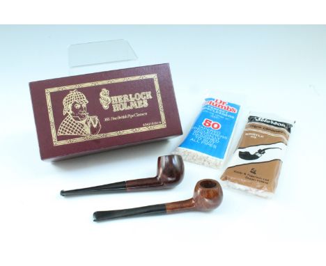 Old Bond and Tomori briar pipes, together with a large quantity of Sherlock Homes and other new-old-stock pipe cleaners