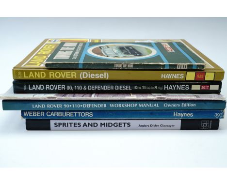 A group of classic car manual including publications on the Mini and Landrovers