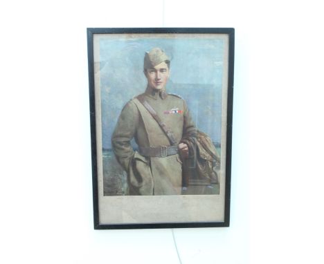 After Noel Denholm Davis (1876-1950), a portrait of Albert Ball, VC, DSO and two bars, MC, standing facing the viewer in Roya
