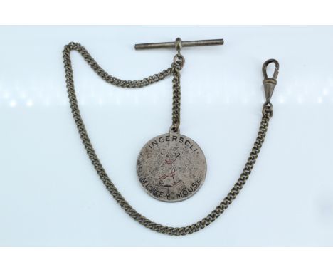 A vintage Ingersoll Disney Mickey Mouse watch chain