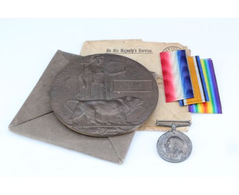 A British War Medal and Memorial Plaque to  S-10336 Pte Thomas Wilkinson, Gordon Highlanders