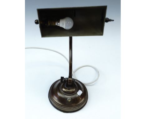 An early 20th Century anodised desk lamp, 39 cm