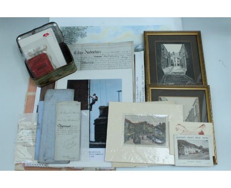 A collection of exhibition posters, images, and ephemera relating to Carlisle, including a photograph of Sir Chris Bonnington