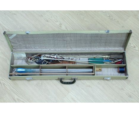 A vintage Apollo Merlin crossbow and arrows, cased 