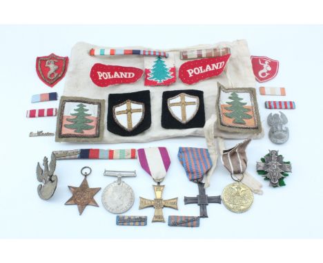 A Second World War Free Polish Army gallantry medal group, comprising a Cross of Valour, Army medal for the War of 1939 - 194