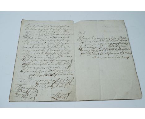 Simon Fraser, 11th Lord Lovat (c. 1667 - 1747), Scottish Jacobite and Chief of Clan Fraser of Lovat, an autograph manuscript 