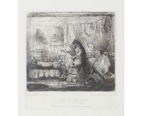 "La Mort du chat Murr (tiré des Contes d'Hoffmann)"Etching water on paperFrom the series "Eaux-fortes modernes, vol. 3, pl. 1
