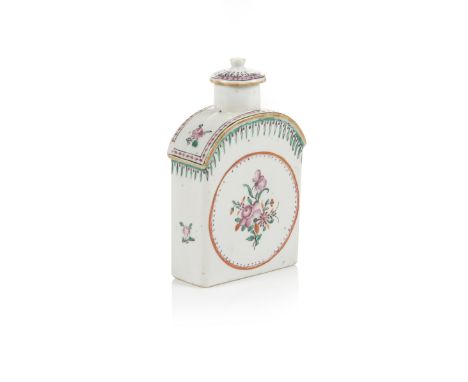 A tea caddy and coverChinese export porcelainPolychrome floral decorationQianlong reign (1736-1795)(chip to container)Alt.: 1