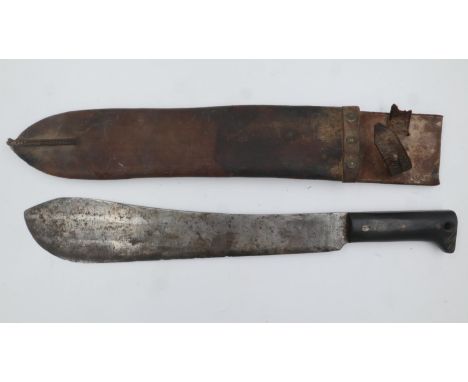 Legitimus Collins &amp; Co no 1250 machete dated 1944, with leather scabbard also dated 1944, damage to leather retainer. UK 