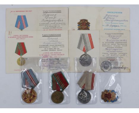 Three Soviet Russian awards, comprising 40th Anniversary of the victory in the Great Patriotic War 1985; 50th Anniversary of 