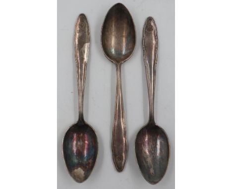 Three SS engraved silver-plated teaspoons by WMF. UK P&amp;P Group 1 (£16+VAT for the first lot and £2+VAT for subsequent lot