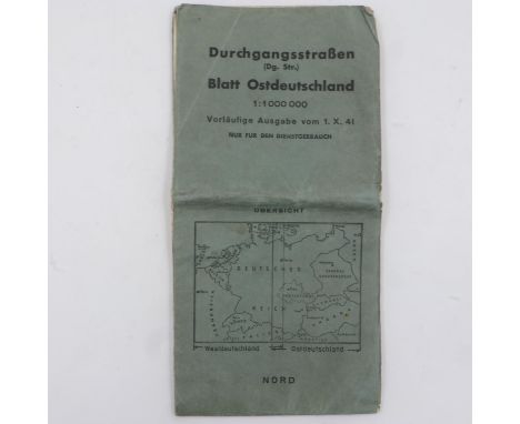 WWII German Military Issue Map of East Germany (Including East Prussia, Danzig, Stettin, Breslau but also Poland and Czechosl