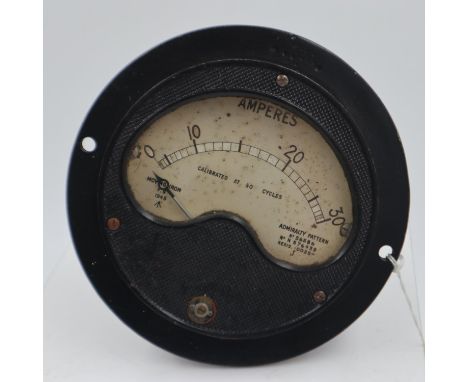 WWII British Admiralty Pattern U Class Submarine Amp Gauge, dated 1945. UK P&amp;P Group 2 (£20+VAT for the first lot and £4+