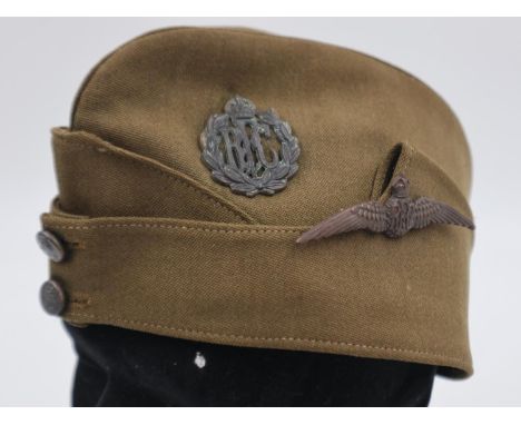 WWI Royal Flying Corps officers side cap and, badged and with Pilots Wings. UK P&amp;P Group 2 (£20+VAT for the first lot and