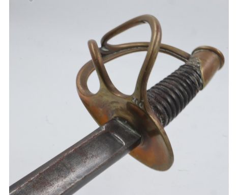 French M1822 Cavalry Troopers sabre, with wired leather grip and brass three-bar guard. UK P&amp;P Group 3 (£30+VAT for the f