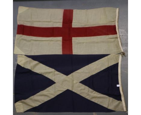 Two multi-part construction flags, England &amp; Scotland. UK P&amp;P Group 2 (£20+VAT for the first lot and £4+VAT for subse