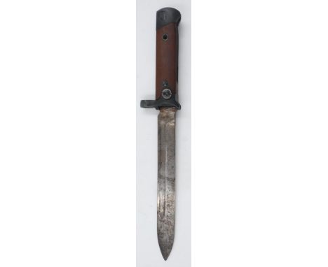 Rare Italian WWII Carcano folding bayonet, for use with Mannlicher M1938 short rifle and most M1891 carbines but mainly used 