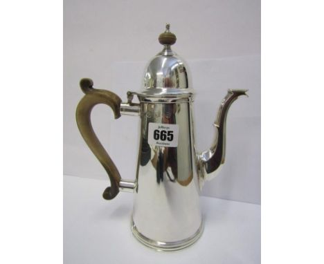 SILVER COFFEE POT of antique design, London HM, London 1969, 9" high, 649 grams inclusive of handle and finial 