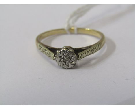 ANTIQUE DIAMOND SOLITAIRE RING, illusion set diamond solitaire, size M/N 