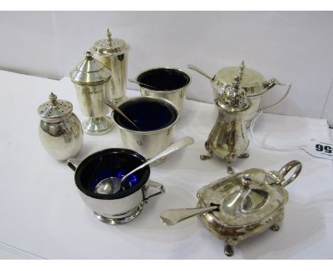 ART DECO SILVER CRUETS &amp; PEPPERETTES, collection of 9 various cruets and pepperettes, various dates and makers, approx 29