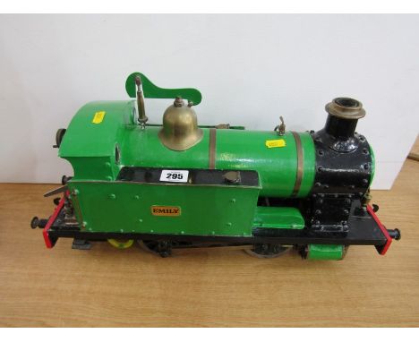LIVE STEAM MODEL, 3.5" 0-4-0 TANK ENGINE, "Emily" in green livery, 20" length 