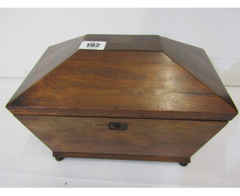 ANTIQUE TEA CADDY, early 19th Century rosewood rectangular tea caddy (requires restoration) 