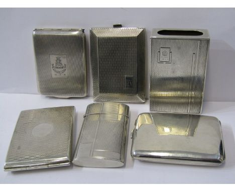 VESTA CASES, 4 assorted Art Deco design vesta cases, 2 with engine turned decoration, 1 with original matches in, also silver