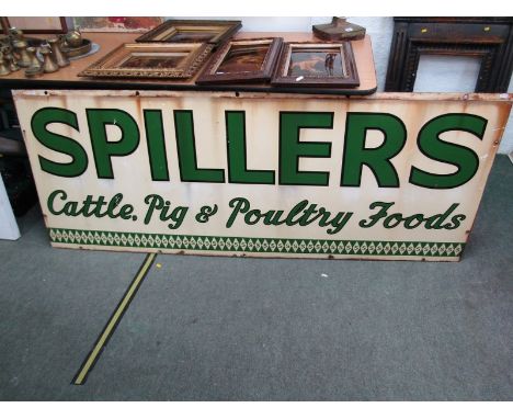 ENAMEL SIGN, "Spillers, Cattle, Pigs &amp; Poultry Foods" sign 72" wide x 28" high 