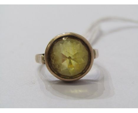 CITRINE DRESS RING, in an unmarked yellow mount, size J/K 