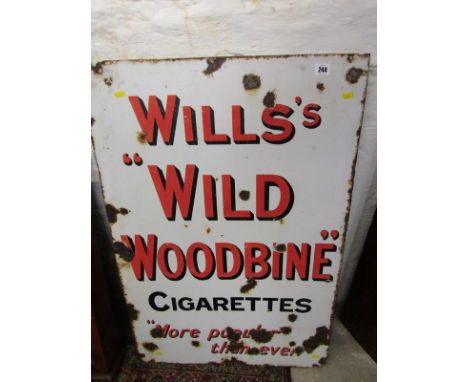 ADVERTISING, wall mounted enamel advertising sign, "Will's Wild Woodbine Cigarettes", 35" x 24" 