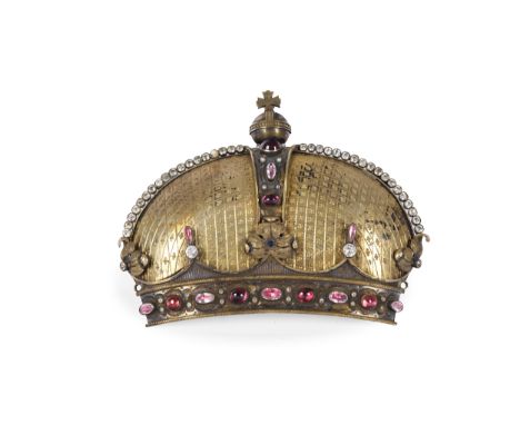 Krone Ausführung in der Art des Fabergé19. Jahrhundert Messing getriebenMit Halbedelsteinen besetzt 12 x 15 cm