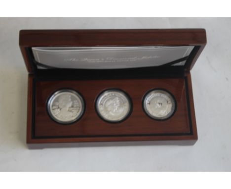 QEII DIAMOND JUBILEE 2012 THREE SILVER COIN SET, consisting of UK £5, Canada $20 and Australia $50, in case of issue with COA