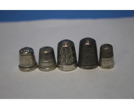 FIVE SILVER THIMBLES