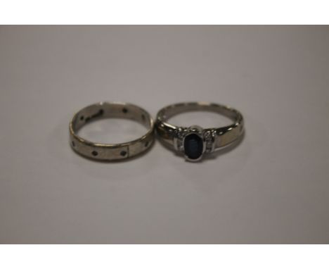 A LADIES 9 CT WHITE GOLD DRESS RING ALONG WITH A SILVER AND GOLD EXAMPLE  (2)