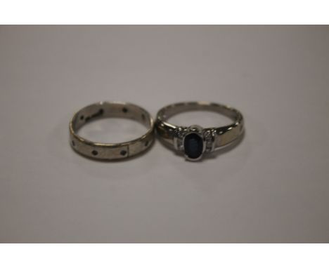 A LADIES 9 CT WHITE GOLD DRESS RING ALONG WITH A SILVER AND GOLD EXAMPLE  (2)