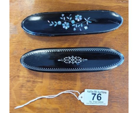 Pair of 2x Vintage inlaid Spectacle cases with padded interiors - Opticians/Glasses Interest