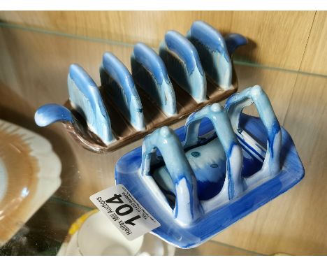 Pair of Vintage Shelley Blue Deco Toast Racks