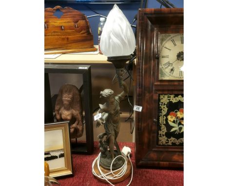Re-Based Antique French Lamp Signed by Emile Bruchon (1806-1895) - 77cm high