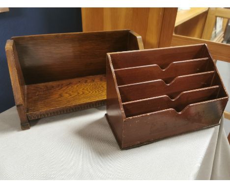Pair of Vintage Oak Book Troughs/Desk Tidy