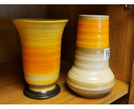 Pair of Vintage Shelley Harmony Band Art-Deco Vases