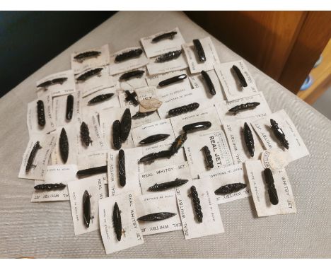 Collection of Vintage 1960's Travelling Salesman's Whitby Jet Brooches