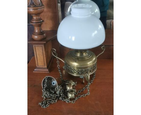 Victorian Suspended Brass Oil Lamp